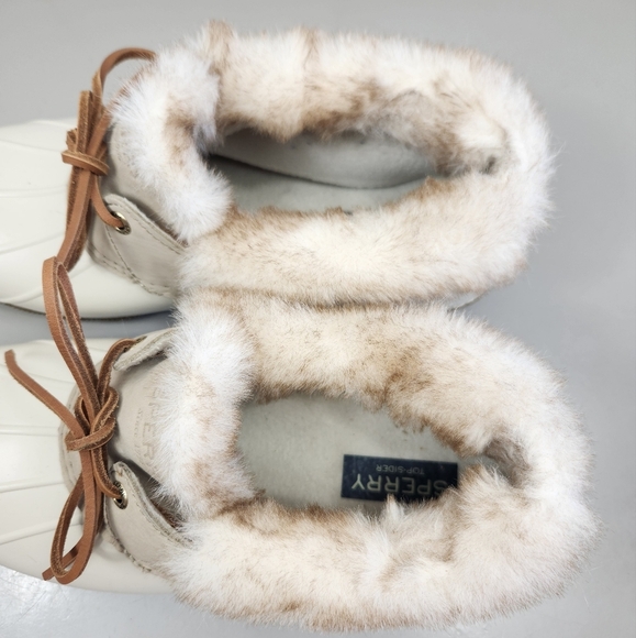 Sperry Saltwater 1-Eye Cozy Faux Fur Trim Waterproof Duck Shoes Cream US 11 - Picture 9 of 15